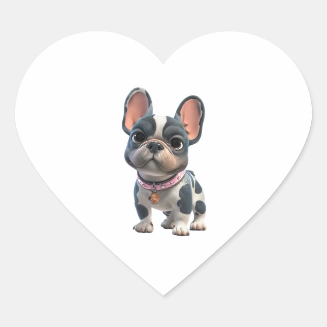 French Bulldog Heart Sticker (Front)