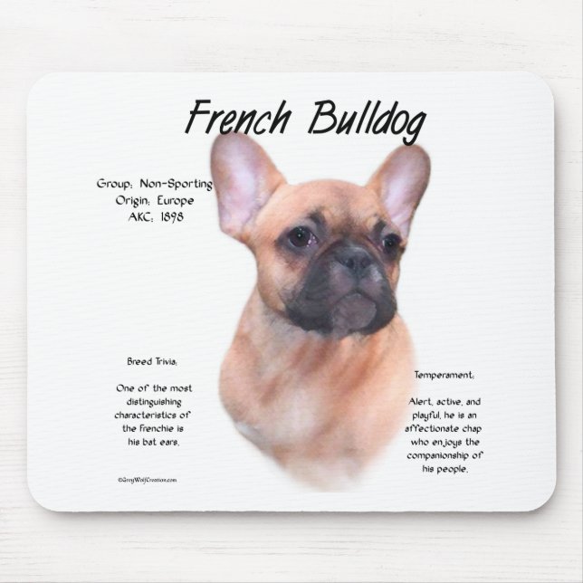 French Bulldog History Design Mouse Pad (Front)