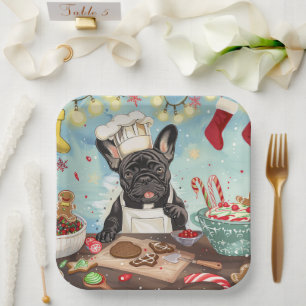 French Bulldog Holiday Baking: Festive Christmas Paper Plate