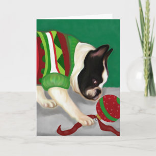 French Bulldog Holiday Ball Card