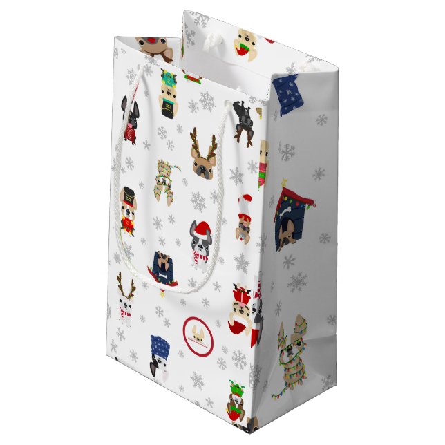 French Bulldog Holiday Gift Bag (Back Angled)