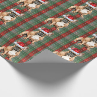 French Bulldog Holiday Red Green Plaid Christmas Wrapping Paper