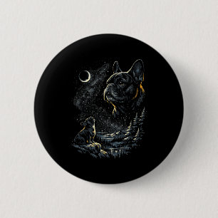 French bulldog howling at moon vintage 90s funny 2 inch round button