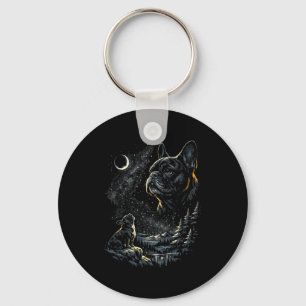 French bulldog howling at moon vintage 90s funny keychain