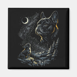French bulldog howling at moon vintage 90s funny magnet