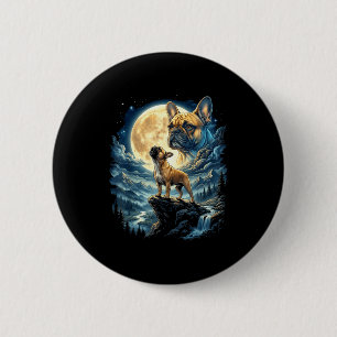 French bulldog howling to the moon animal meme 90s 2 inch round button