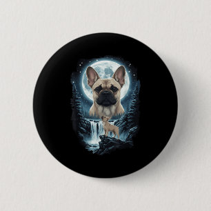 French bulldog howling to the moon meme 90s animal 2 inch round button
