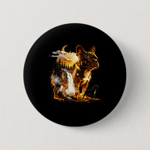 French bulldog howling to the moon meme 90s animal 2 inch round button