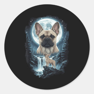 French bulldog howling to the moon meme 90s animal classic round sticker