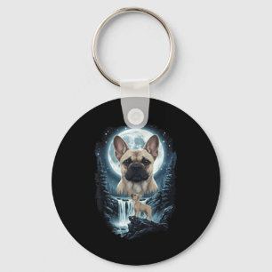 French bulldog howling to the moon meme 90s animal keychain