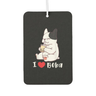 French Bulldog I Love Boba Bubble Milk Tea Dog Cut Air Freshener
