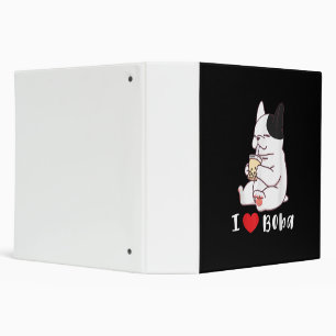 french bulldog i love boba bubble milk tea gift binder