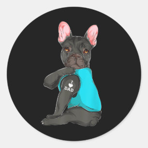 French Bulldog I Love Dad Tattoo Apparel, Dog Dad  Classic Round Sticker