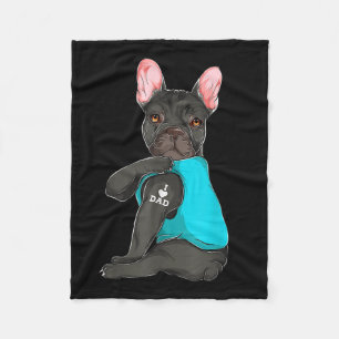 French Bulldog I Love Dad Tattoo Apparel, Dog Dad Fleece Blanket