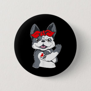 French Bulldog I Love Mom Tattoo  2 Inch Round Button