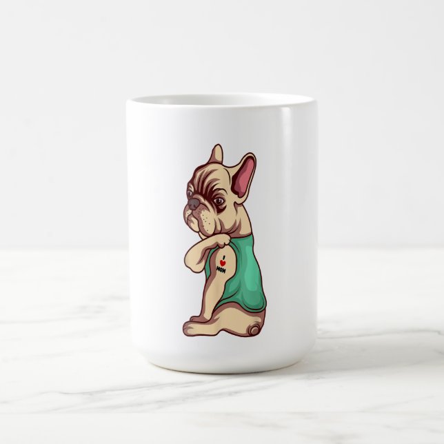 French Bulldog I  Love Mom Tattoo Funny Coffee Mug (Center)