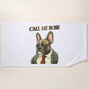 French Bulldog in a Suit Beach Towel