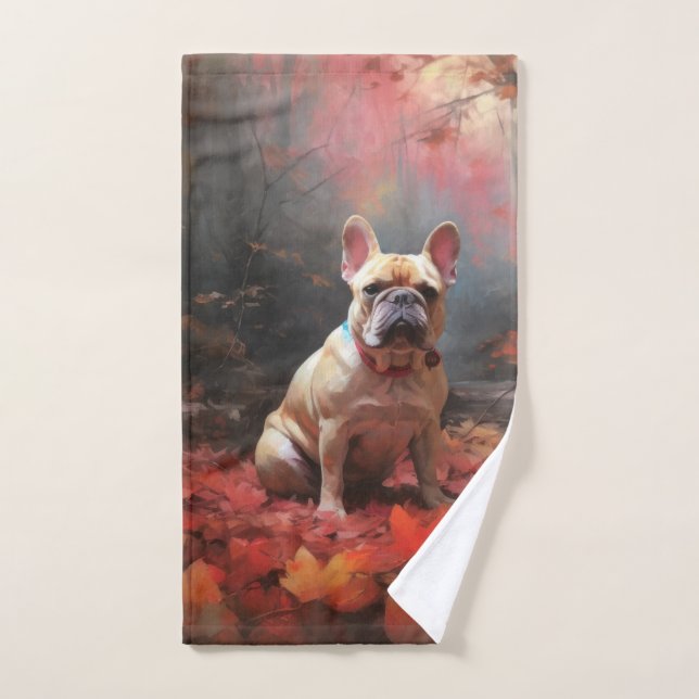 French Bulldog  in Autumn Leaves Fall Inspire  Bath Towel Set (Hand Towel)