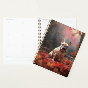 French Bulldog  in Autumn Leaves Fall Inspire  Planner