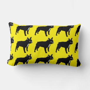 French Bulldog in black on yellow Lumbar Pillow