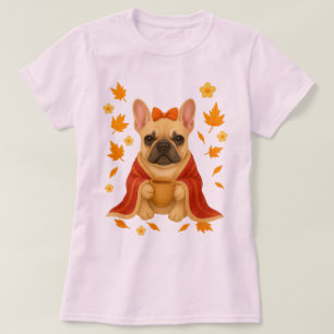 French Bulldog in Blanket Drinking Coffee Cozy T-Shirt