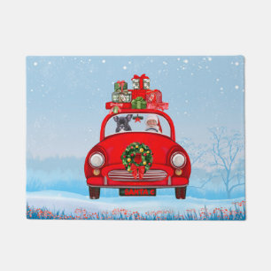 French Bulldog In Car With Santa Claus  Doormat