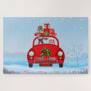 French Bulldog In Car With Santa Claus Jigsaw Puzzle