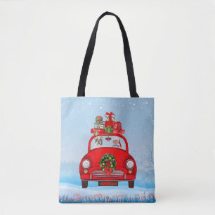 French Bulldog In Car With Santa Claus  Tote Bag