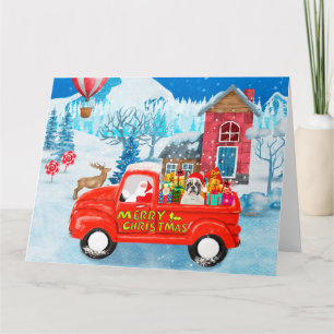 French Bulldog in Christmas Delivery Truck Snow Card