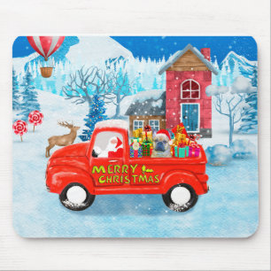 French Bulldog in Christmas Delivery Truck Snow  Mouse Pad