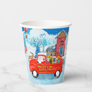 French Bulldog in Christmas Delivery Truck Snow  Paper Cups