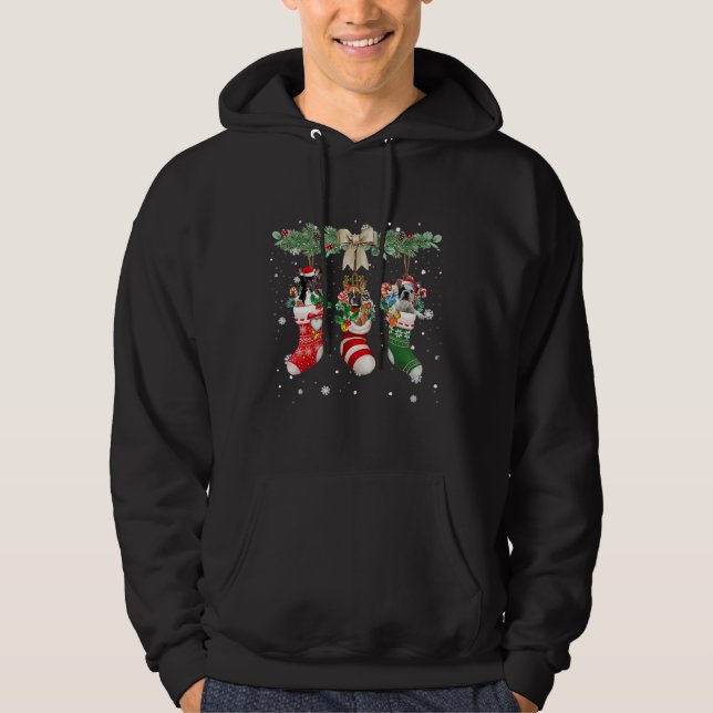 French Bulldog In Christmas Socks Hoodie (Front)