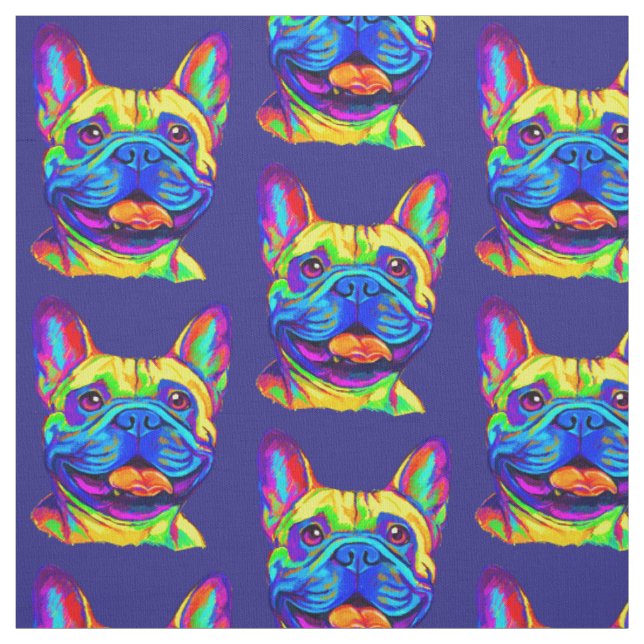 French Bulldog in Colours Fabric (Swatch)