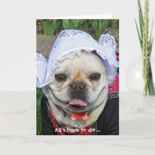 French Bulldog in Dutch cap thank you Card