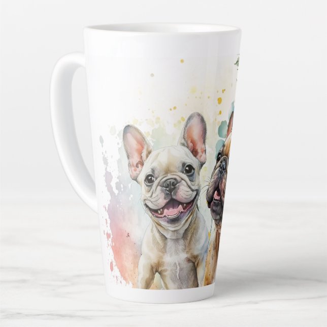 French Bulldog in Flower Field Latte Mug (Left Angle)