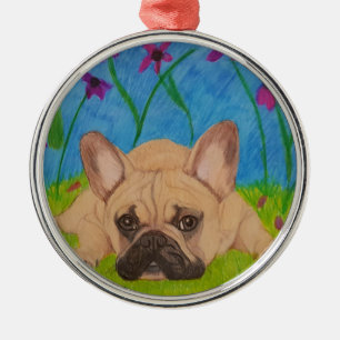French Bulldog in Flowers Ornament