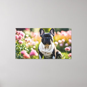 French Bulldog In Garden Canvas Print