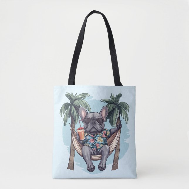 French Bulldog In Hawaiian Top Tote Bag (Front)