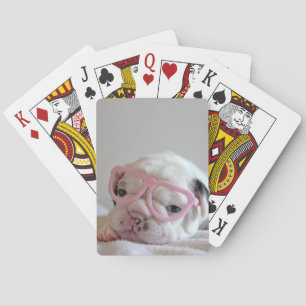 French Bulldog in Heart Glasses Playing Cards