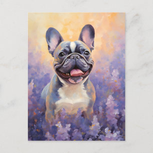 French Bulldog in Lavender field Postcard