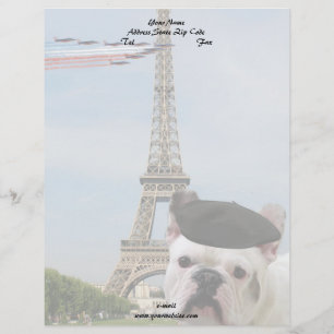 French Bulldog in Paris Letterhead
