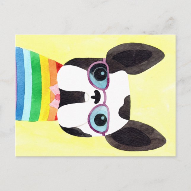 French Bulldog in Rainbow T-shirt Postcard (Front)