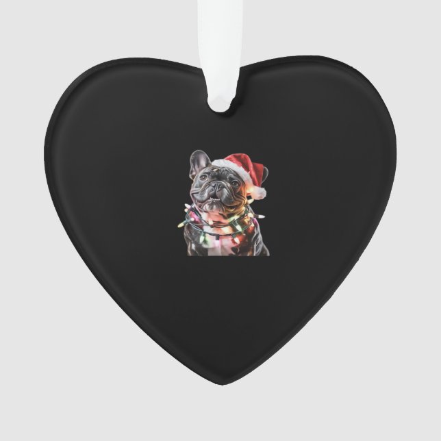 French Bulldog in Santa Hat Wrapped in Christmas L (devant)