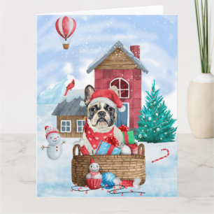 French Bulldog In snow Christmas Dog House Card