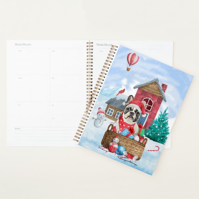 French Bulldog In snow Christmas Dog House Planner (Display)