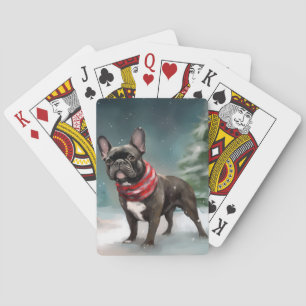 French Bulldog in Snow Christmas Playing Cards