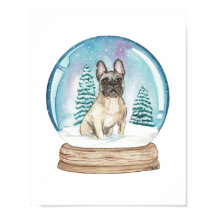 French Bulldog in Snow Globe Art Print