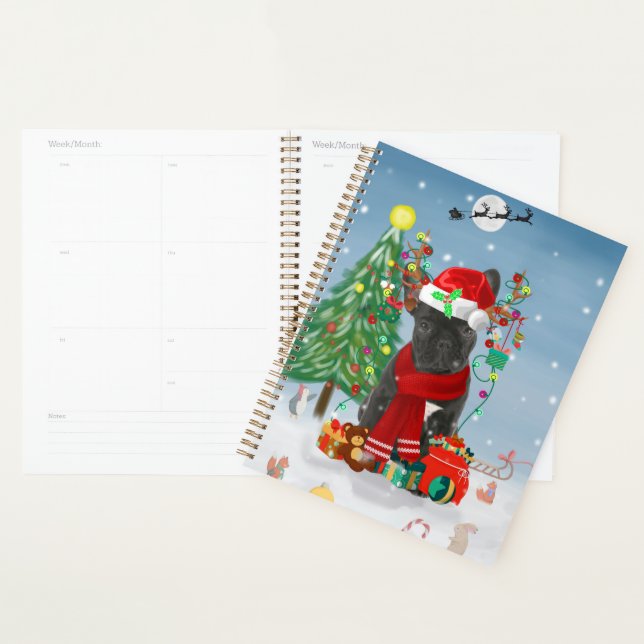 French Bulldog  in Snow with Christmas Gifts  Planner (Display)