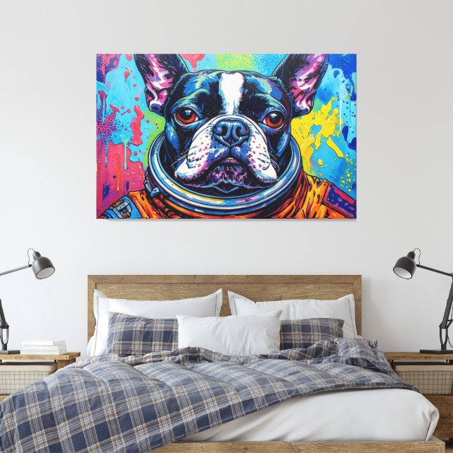FRENCH BULLDOG IN SPACE 2 CANVAS PRINT (Insitu(Bedroom))