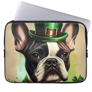 French Bulldog in St. Patrick's Day Dress Laptop Sleeve